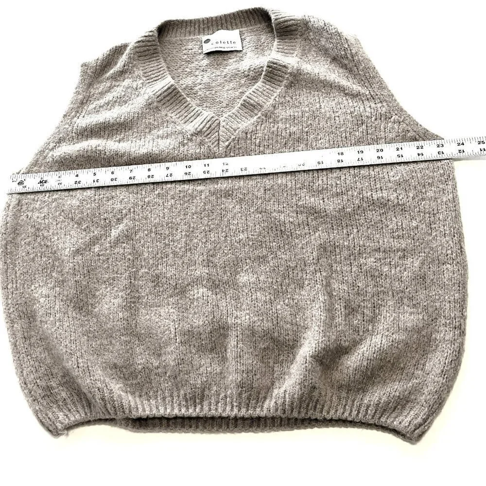Colette Wool Blend Sweater Vest Beige House of Natural Fibers Italy XL Preppy